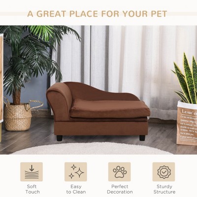 Small Brown Foam Elevated Dog Sofa Bed with Storage
