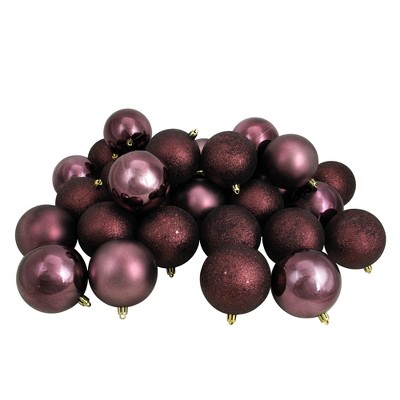 Northlight 32ct Shatterproof 4-Finish Christmas Ball Ornament Set 3.25" - Purple