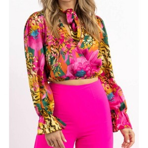 Women's RAJA TIGER TIE NECK BLOUSE - dee elly - 1 of 3