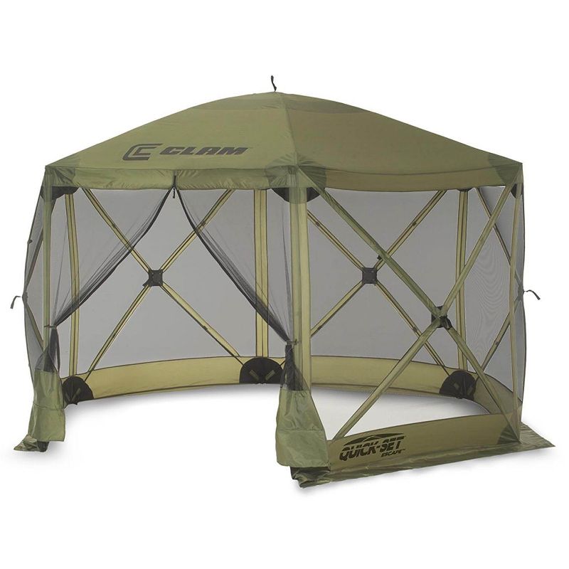 CLAM Quick Set Escape 12 x 12 Foot Portable Pop Up Outdoor Camping Gazebo Canopy Shelter Tent with Carry Bag and Wind Panels (4 Pack), Green, 2 of 7