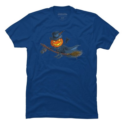 Men's Design By Humans Halloween flying pumpkin By officegeekshop T-Shirt
