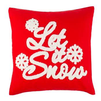 Let It Snow Pillow - Red/White - 18" X 18" - Safavieh.