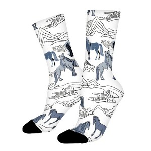 Horse Landscape Foal Women Printed Crew Socks Funny Funky Socks Soft Polyester Novelty Gifts for Artists Men - 1 of 1