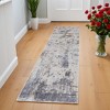 HomeRoots 8' Ivory Gray and Blue Abstract Power Loom Worn Faded Runner Rug - 2 of 3