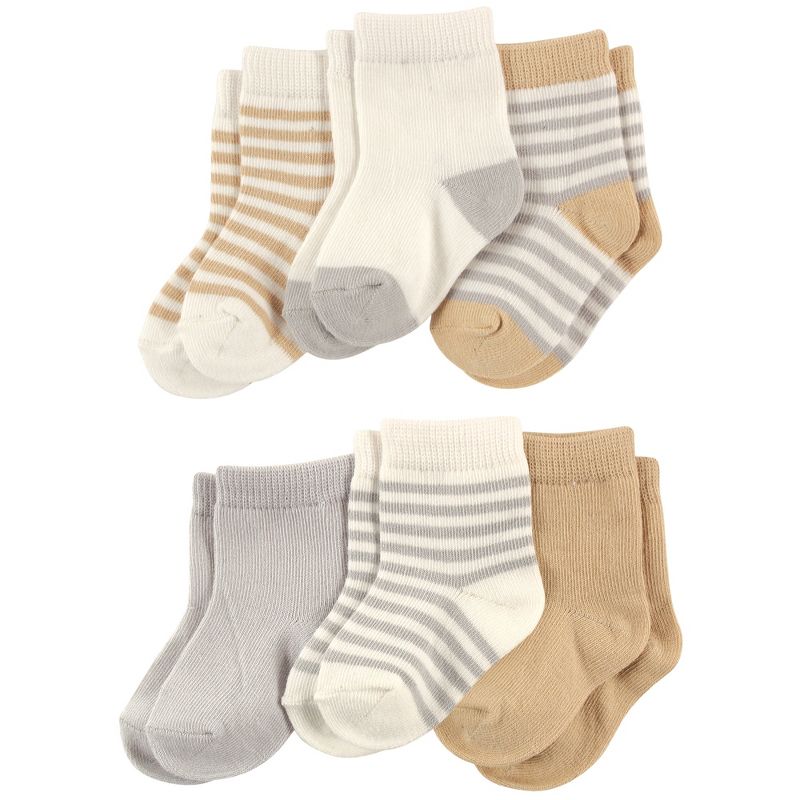 Touched by Nature Baby Unisex Organic Cotton Socks, Neutral Stripes, 1 of 3