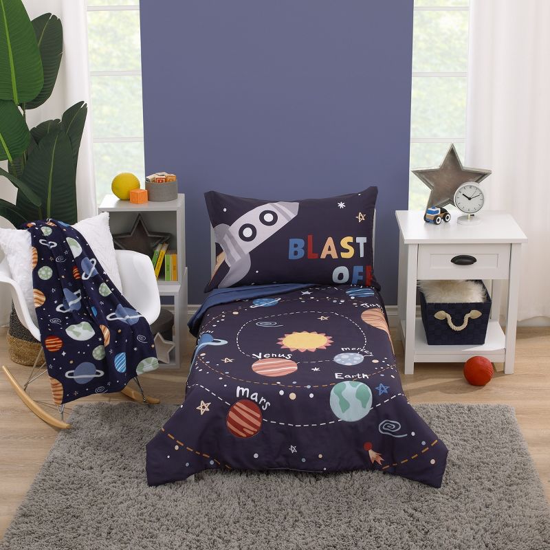 Everything Kids Solar System Navy, Orange, and Gray Super Soft Toddler Blanket, 5 of 6