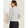Allegra K Women's Long Sleeve Open Front Work Office Plaid Tweed Blazer - 3 of 4