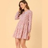 Allegra K Women's Floral Dress Tie Neck Long Sleeve Empire Wasit Tiered Dress - 2 of 4