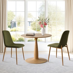 Dining Table Set for 2, Small Round Pedestal Kitchen Table with Upholstered Chairs, Ideal for Breakfast Nooks or Apartments-Tanpinhause - 1 of 4
