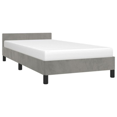 vidaXL Bed Frame with Headboard, Light Gray, 39.4"x74.8" Twin Velvet