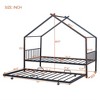 House Bed With Twin Size Trundle, Platform Bed With Metal Slats Support & Roof Design, Metal Bed Frame For Living Room, No Spring Box Needed - 2 of 4