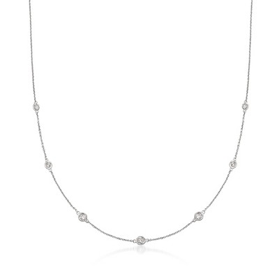 Ross-Simons 0.33 ct. t.w. Graduated Bezel-Set Diamond Station Necklace in 14kt White Gold