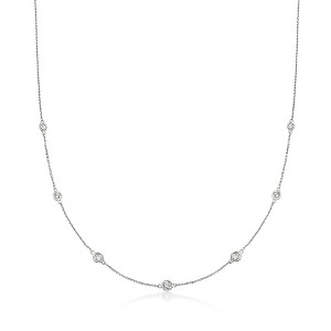 Ross-Simons 0.33 ct. t.w. Graduated Bezel-Set Diamond Station Necklace in 14kt White Gold - 1 of 4