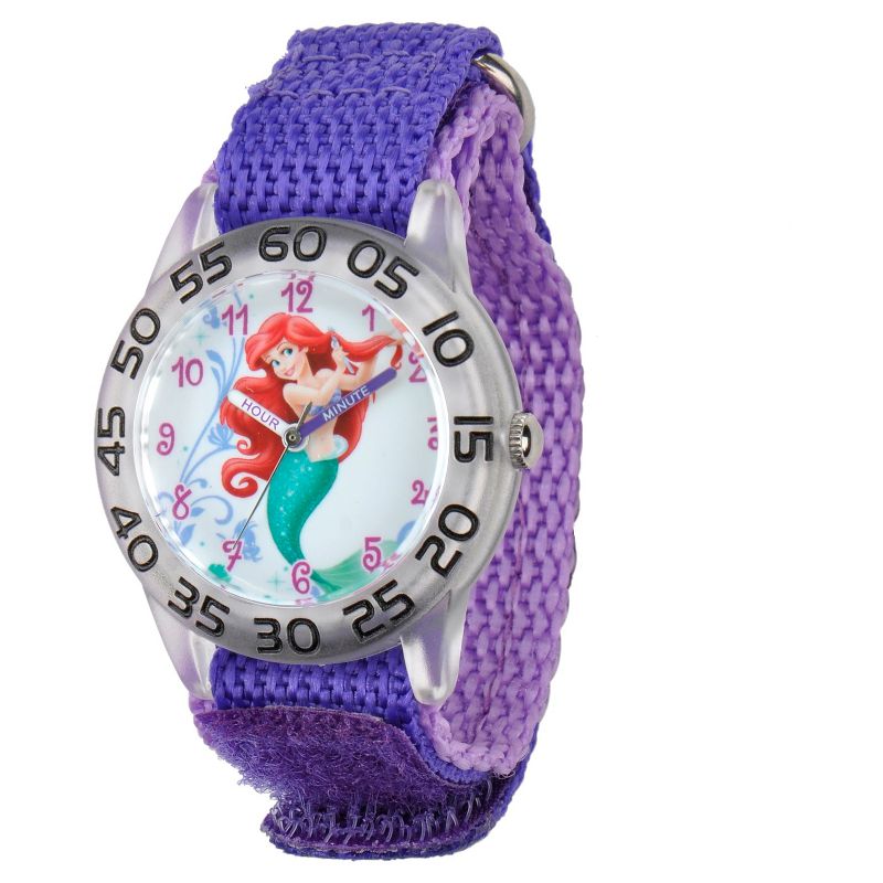 Girls&#39; Disney Princess Ariel Clear Plastic Time Teacher Watch - Purple, 1 of 7