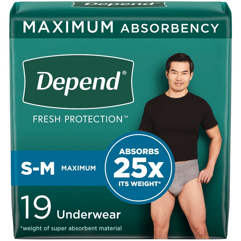 Depend Fresh Protection Adult Incontinence Disposable Underwear for Men - Maximum Absorbency - Gray, 1 of 10