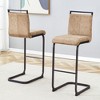 TiramisuBest Set of 2 28" Linen Woven Swivel Bar Stools, Upholstered Counter Chairs with Back, Armrest & Footrest, Black Legs (Grey) - 3 of 4