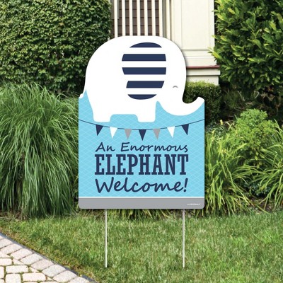 Big Dot of Happiness Blue Elephant - Party Decorations - Boy Baby Shower or Birthday Party Welcome Yard Sign