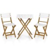 Costway 3-Piece Folding Patio Bistro Setwith Slatted Design Small Outdoor Furniture Set - 2 of 4