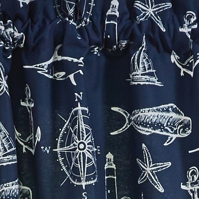 Navy Nautical Print Rod Pocket Valance 60x14