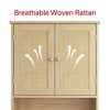 VANIRROR Over the Toilet Storage Cabinet,Natural Wood Bathroom Cabinet with Rattan Doors and Adjustable Shelves,Space-Saving Above Toilet Storage - 4 of 4