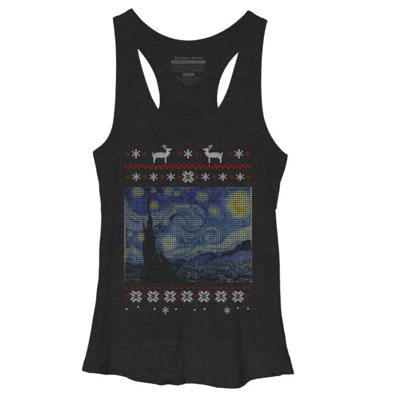 Women's Design By Humans starry night ugly christmas By FandomizedRose Racerback Tank Top, 1 of 4