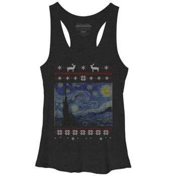 Women's Design By Humans starry night ugly christmas By FandomizedRose Racerback Tank Top