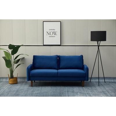 Velvet Sofa Mid-Century Modern Couch with Wooden Legs for Living Room