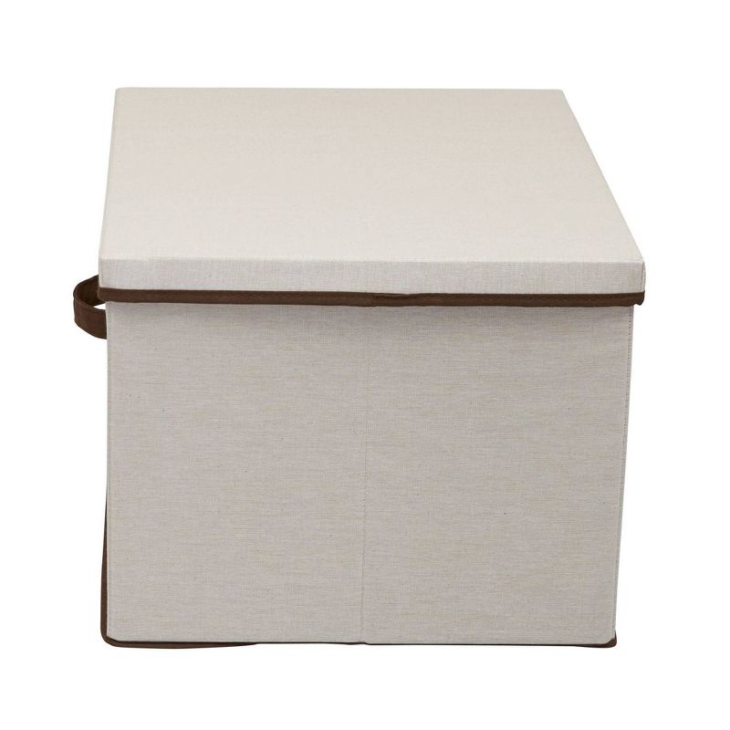 Household Essentials Wide Storage Box with Lid Natural with Brown Trim, 6 of 9