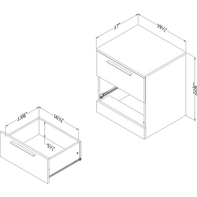 Step One Essential Gray Oak 2-Drawer Nightstand