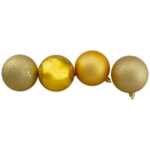 Northlight Shatterproof 4-Finish Christmas Ball Ornaments 3.25" (80mm) - Vegas Gold - 32ct - 1 of 3