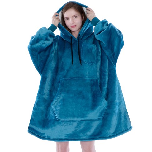 Pavilia Faux Shearling Wearable Blanket Hoodie, Cozy Oversized Hooded Sweatshirt Adults, Warm ...