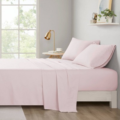 Blush Twin Solid Microfiber Sheet Set with Pillowcase