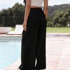 Women High Waisted Wide Leg Drawstring Long Pants Trousers - 3 of 4