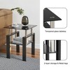 Lirago 2-Piece Tempered Black Glass Sofa Table-2-Layer Storage End Table with Modern Waterfall Edge 17.72"Wx17.72"Lx20.48"H - 4 of 4