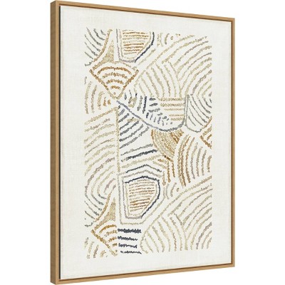 Dreamy Geo II Abstract Canvas Wall Art with Light Brown Frame