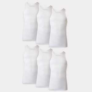 Hanes Men's 6pk Tanks - White - 1 of 4