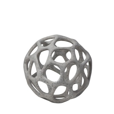 HomeRoots 6" Gray Metal Abstract Decorative Orb Tabletop Sculpture