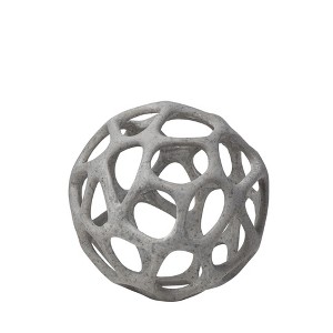 HomeRoots 6" Gray Metal Abstract Decorative Orb Tabletop Sculpture - 1 of 4