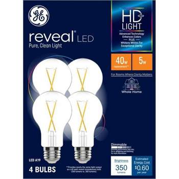 GE 5W 4pk Reveal A19 LED Medium Base Light Bulbs