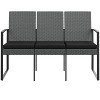 60"3-Seater Patio Bench with Cushions Dark Gray PP Rattan - 3 of 4