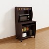 Microwave cart computer cart utility cart with hutch shelves spice rack mobile on locking castors red cocoa espresso - 4 of 4