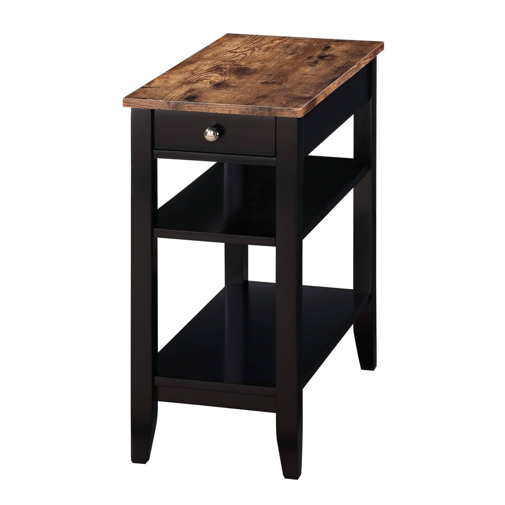 Photos - Dining Table American Heritage 1 Drawer Chairside End Table with Shelves Barnwood/Black