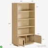 5-Tier Wooden Bookcase with Rattan Doors, Boho Tall Bookshelf with Open Shelves, Freestanding Storage for Living Room, Bedroom, Home Office, Kitchen - 2 of 4