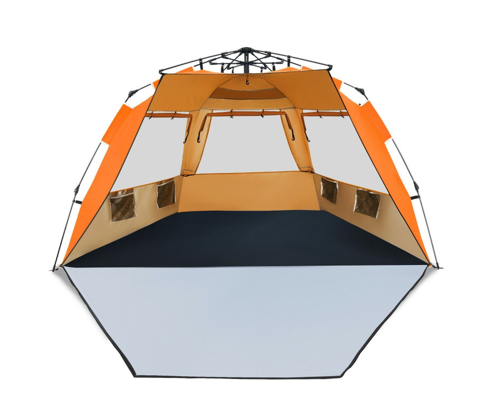 3-4 Person Pop Up Beach Sun Shelter Tent with UPF 50+ Coating and Front Porch, Orange