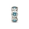 Black Bow Jewelry Sterling Silver March Crystal Birthstone, 6-Stone Bead Charm - 3 of 4