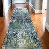 HomeRoots 10' Blue And Green Abstract Runner Rug - 2 of 4