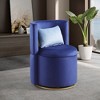 Dsvimoy Accent Chair 360 Degree Swivel Chair with Storage and Gold Metal Base for Living Room, Blue, 25"*24"*19" - 2 of 4