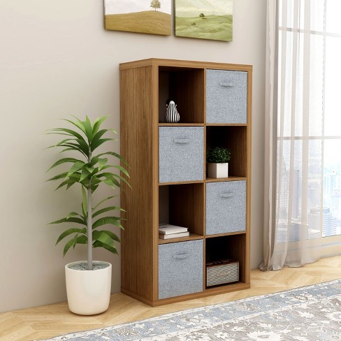 Backless Bookshelf, Smart Cube 8-Cube Organizer Storage with Opened Back Shelves, 2 X 4 Cube Bookcase Book Shleves for Home Office-The Pop Home - image 1 of 4