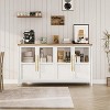 Storage Cabinet with Glass Doors 55" Large Buffet Cabinet with Storage, Multifunctional Accent Storage Cabinet Table for Kitchen Dining Room - 2 of 4