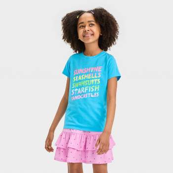 Girls' Short Sleeve 'Sunshine and Seashells' Graphic T-Shirt - Cat & Jack™ Ocean Blue